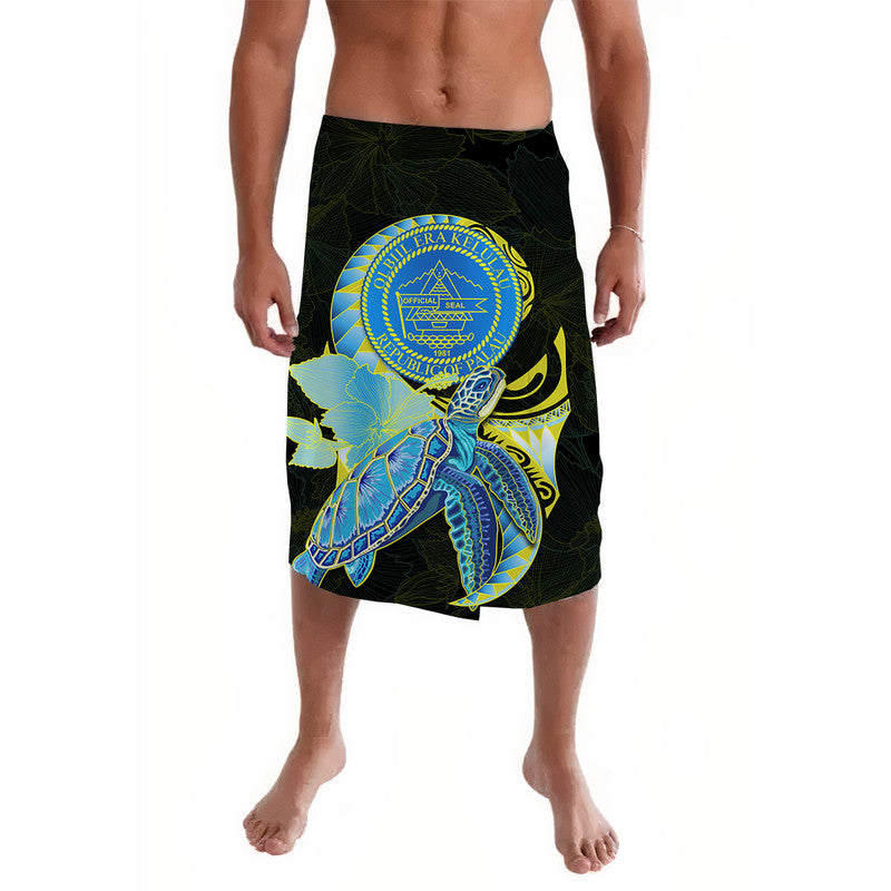 Palau Lavalava Hibiscus Turtle Mix Coat Of Arms Black Version