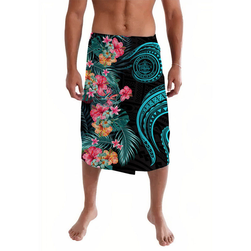 Palau Lavalava Tropical Flowers With Polynesian Pattern