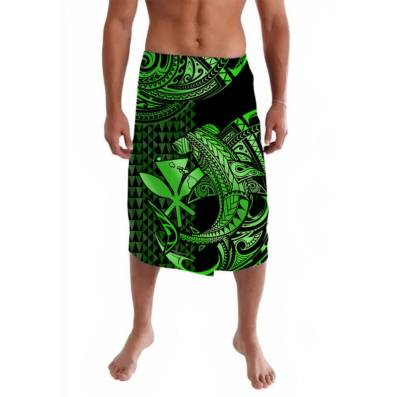 Hawaii Hammerhead Shark Lavalava Polynesian Kakau With Kanaka Green