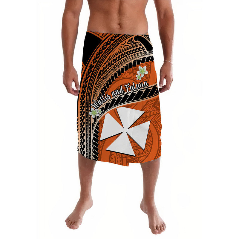 Wallis And Futuna Lavalava Plumeria Flowers With Orange Polynesian Pattern