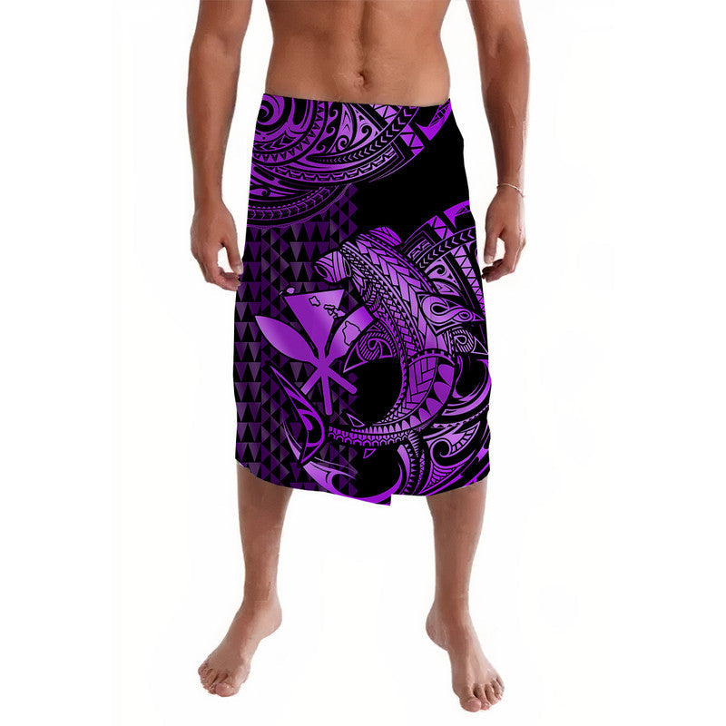 Hawaii Hammerhead Shark Lavalava Polynesian Kakau With Kanaka Purple