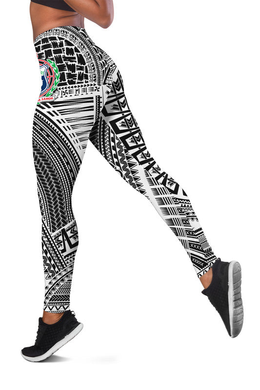 Samoa Ula Nifo Tribal Leggings White Style