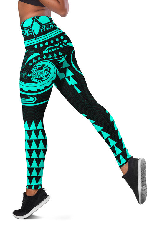 Kakau Hawaiian Polynesian Legging Turquoise Green