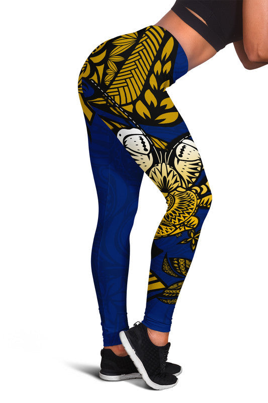 Niue Uga Leggings Tribal Patterns Blue Style