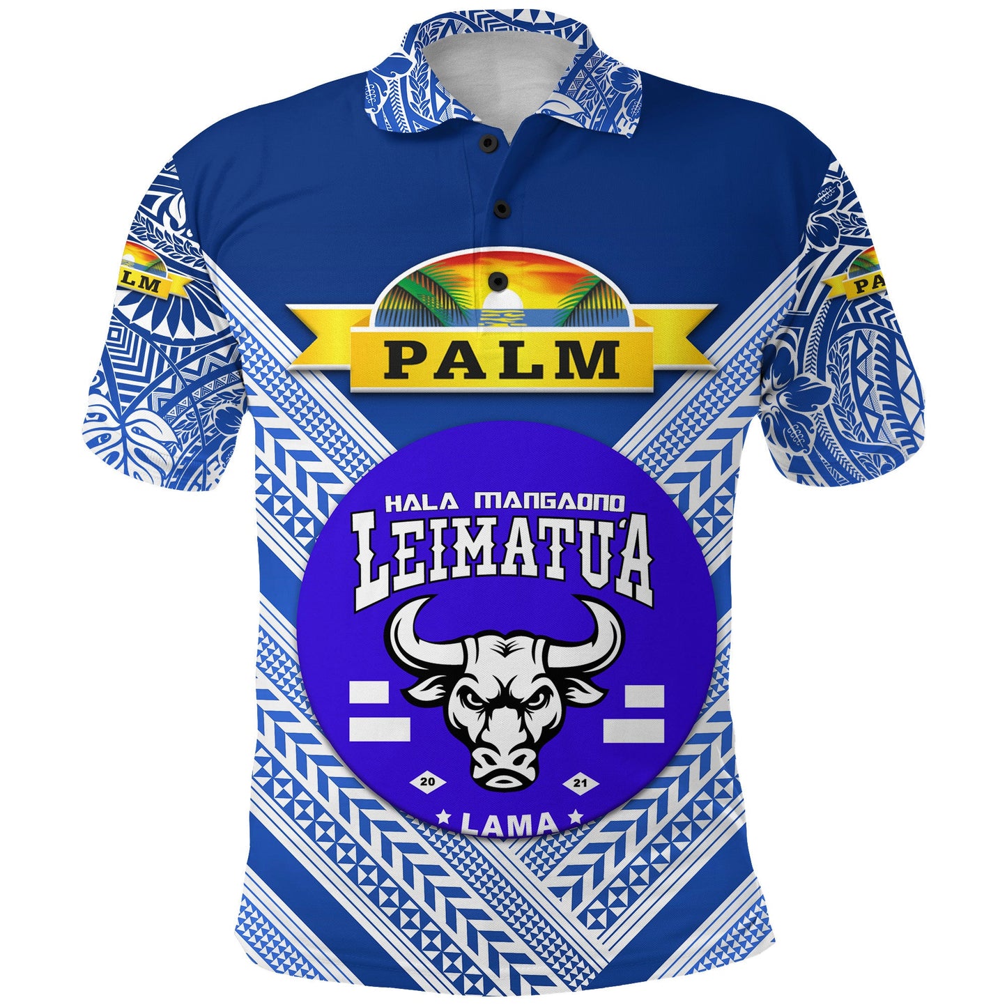 Custom Personalised Mate Ma'a Tonga Polo Shirt Leimatu'a Bulls Creative Style - Blue NO.1, Custom Text And Number