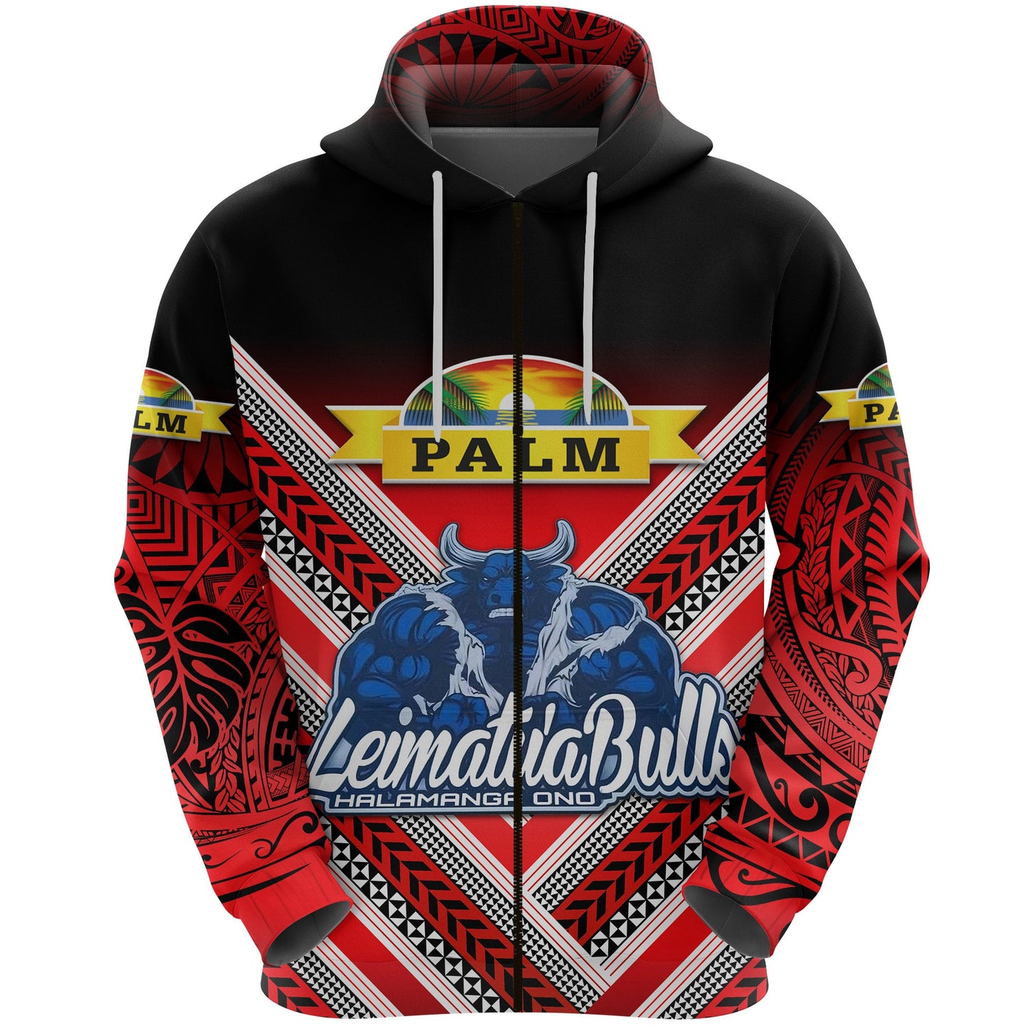 Mate Ma'a Tonga Zip Hoodie Leimatu'a Bulls Creative Style Red