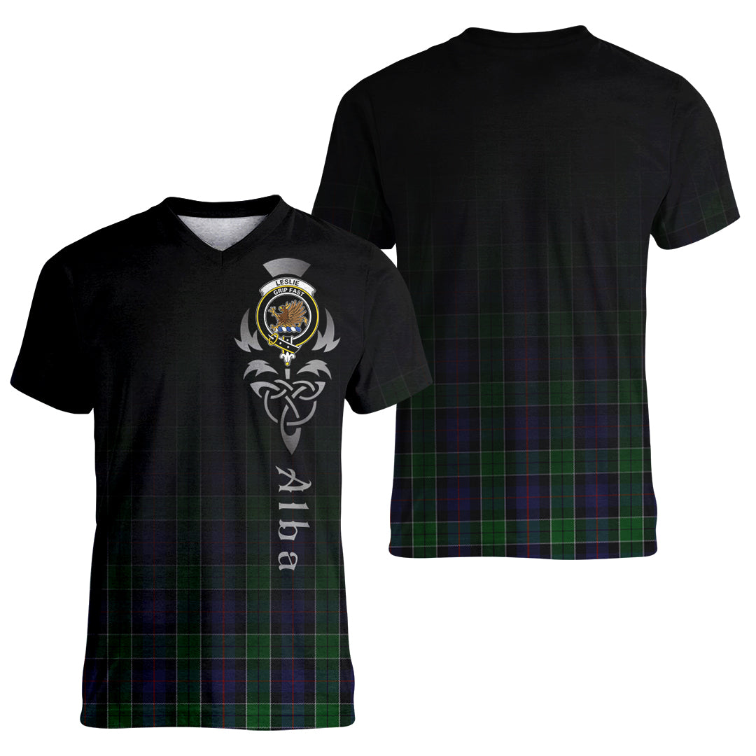 Printivon Leslie Hunting Tartan Crest Alba Celtic T Shirt