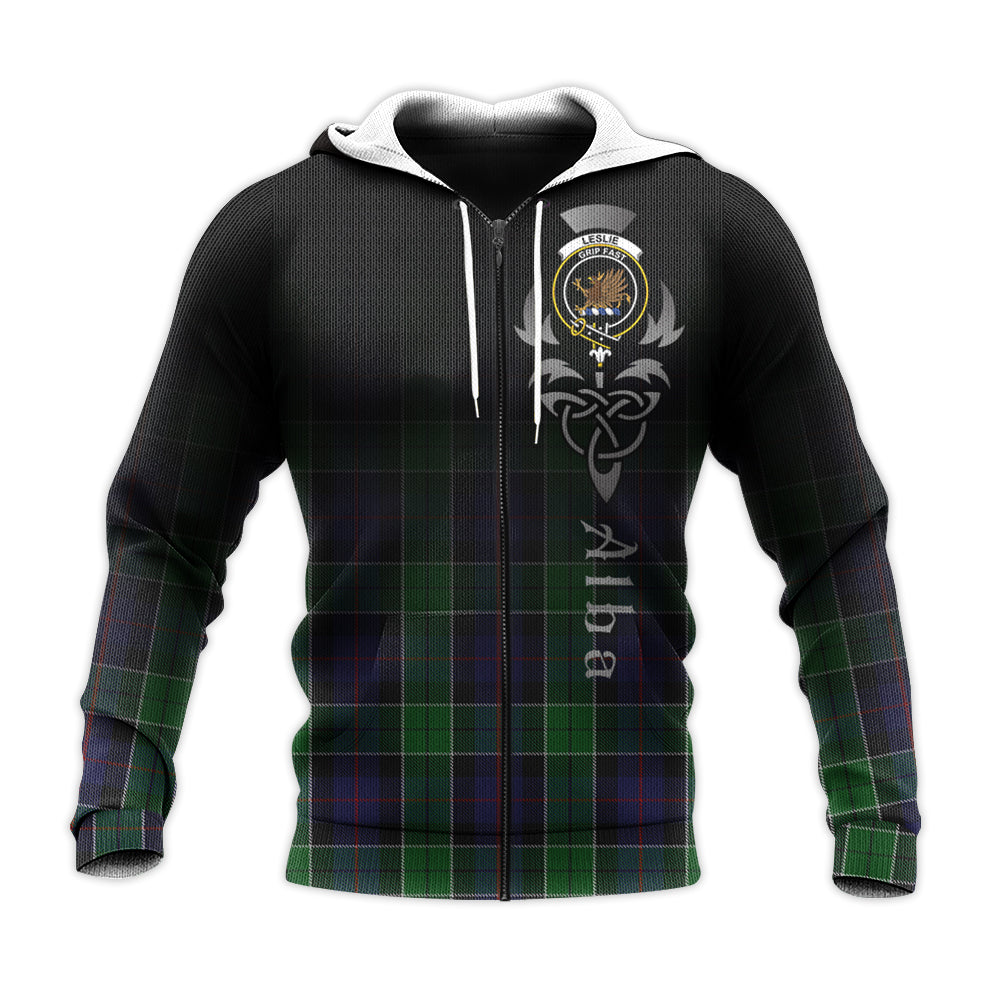 Printivon Leslie Hunting Tartan Crest Alba Celtic Hoodie