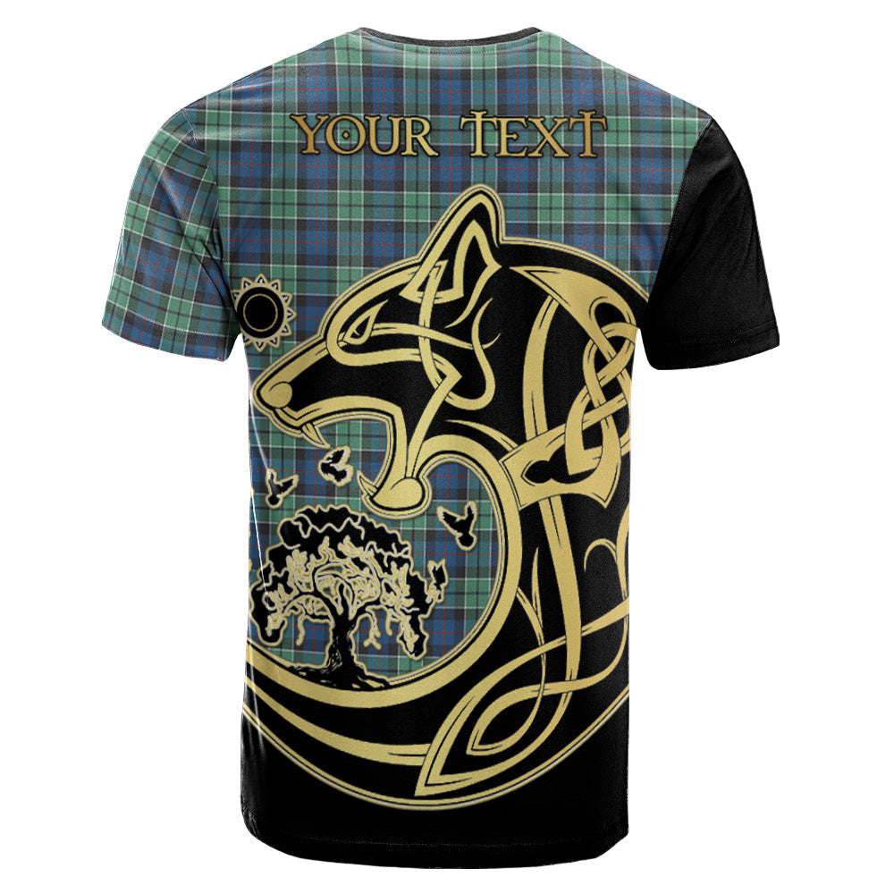 Printivon Leslie Hunting Ancient Crest Celtic Wolf Tartan T Shirt Custom Your Text