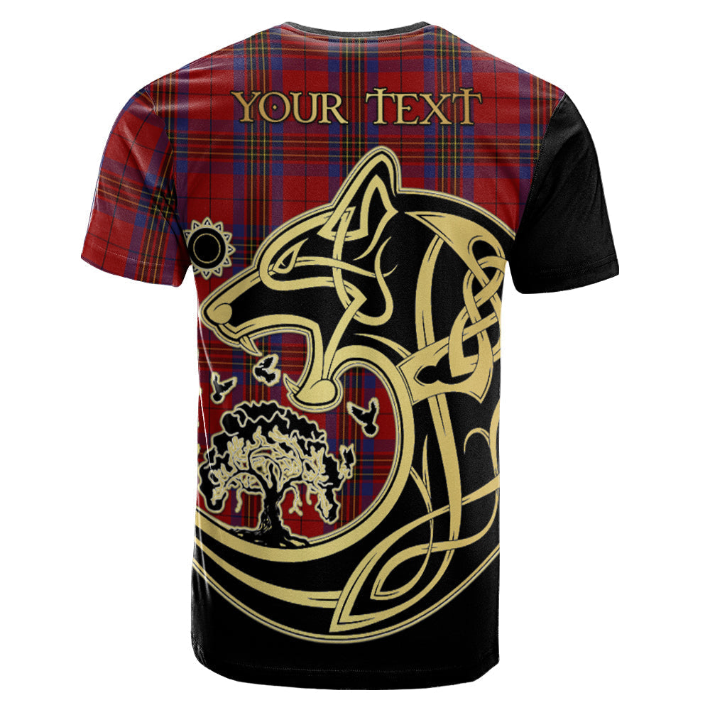 Printivon Leslie Red Crest Celtic Wolf Tartan T Shirt Custom Your Text