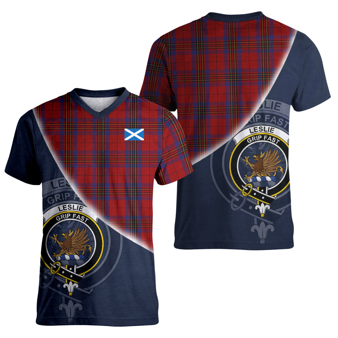 Printivon Leslie Red Tartan Scottish Crest T Shirt