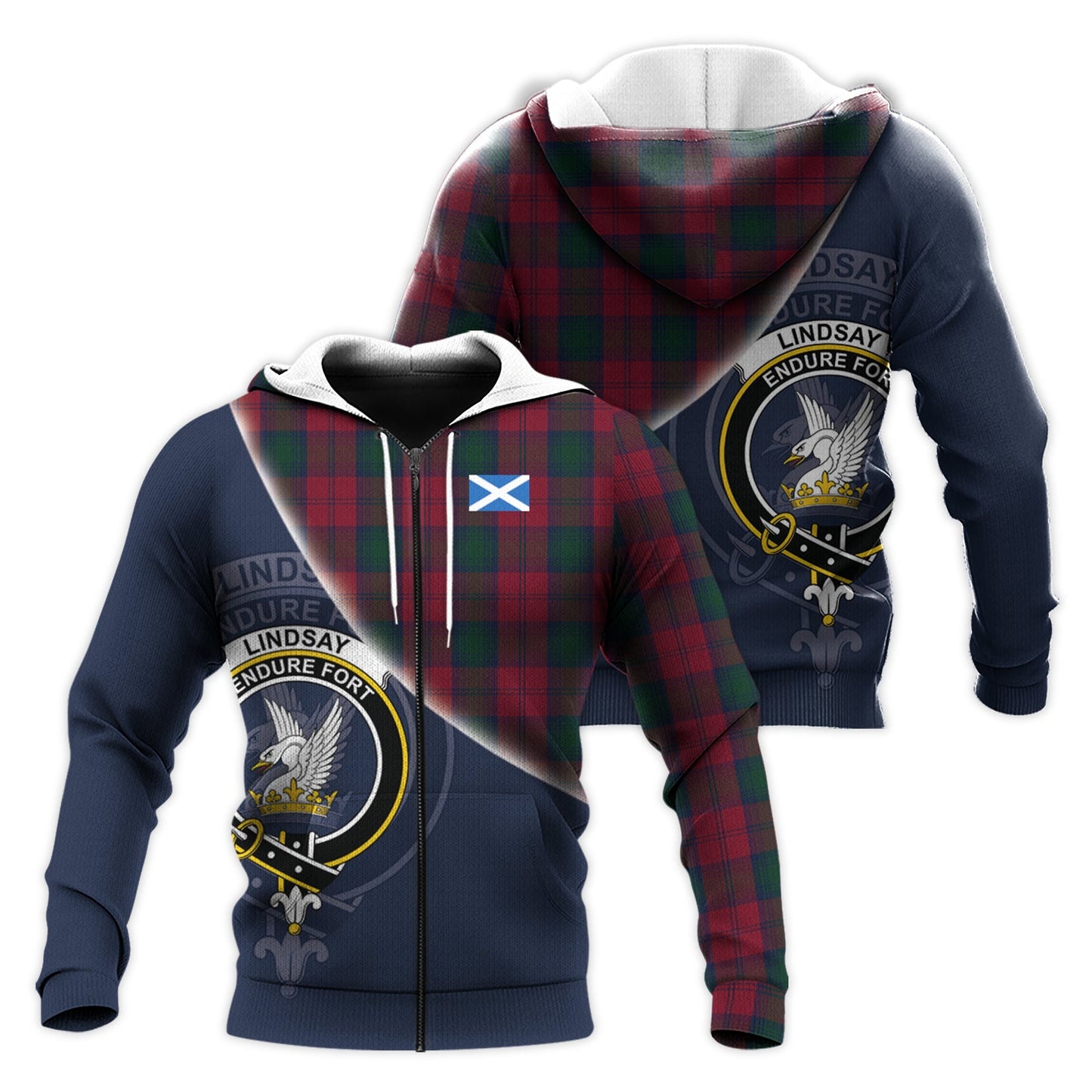 Printivon Lindsay Tartan Scottish Crest Hoodie