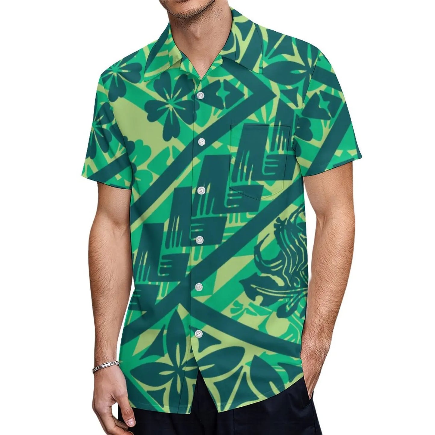 Polynesian Traditional Tribal Pattern Couple Set Puletasi Suit Dress Man Shirt Matching Outfit