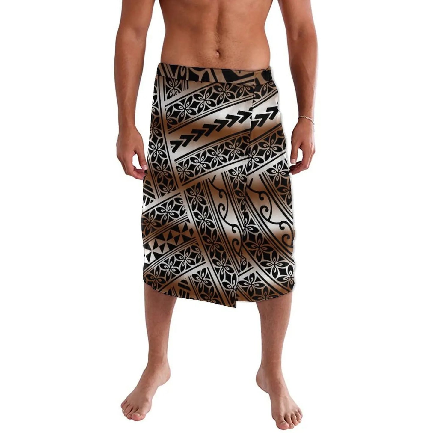 Traditional Polynesian Tribal Pattern Ie Faitaga Lavalava Island Wear Wrap Skirt For Men
