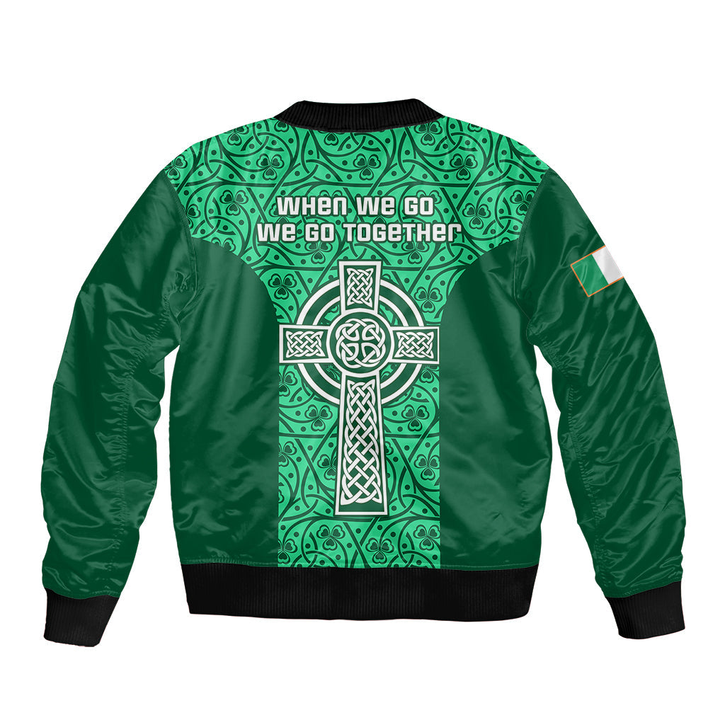 Ireland Rugby Bomber Jacket Irish Celtic Cross Mix Shamrock Pattern