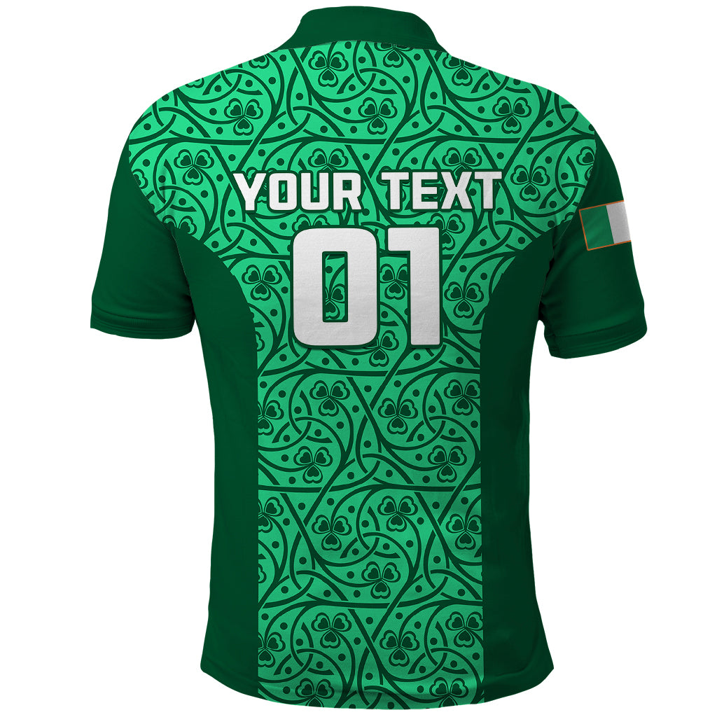 Custom Ireland Rugby Polo Shirt Irish Celtic Cross Mix Shamrock Pattern