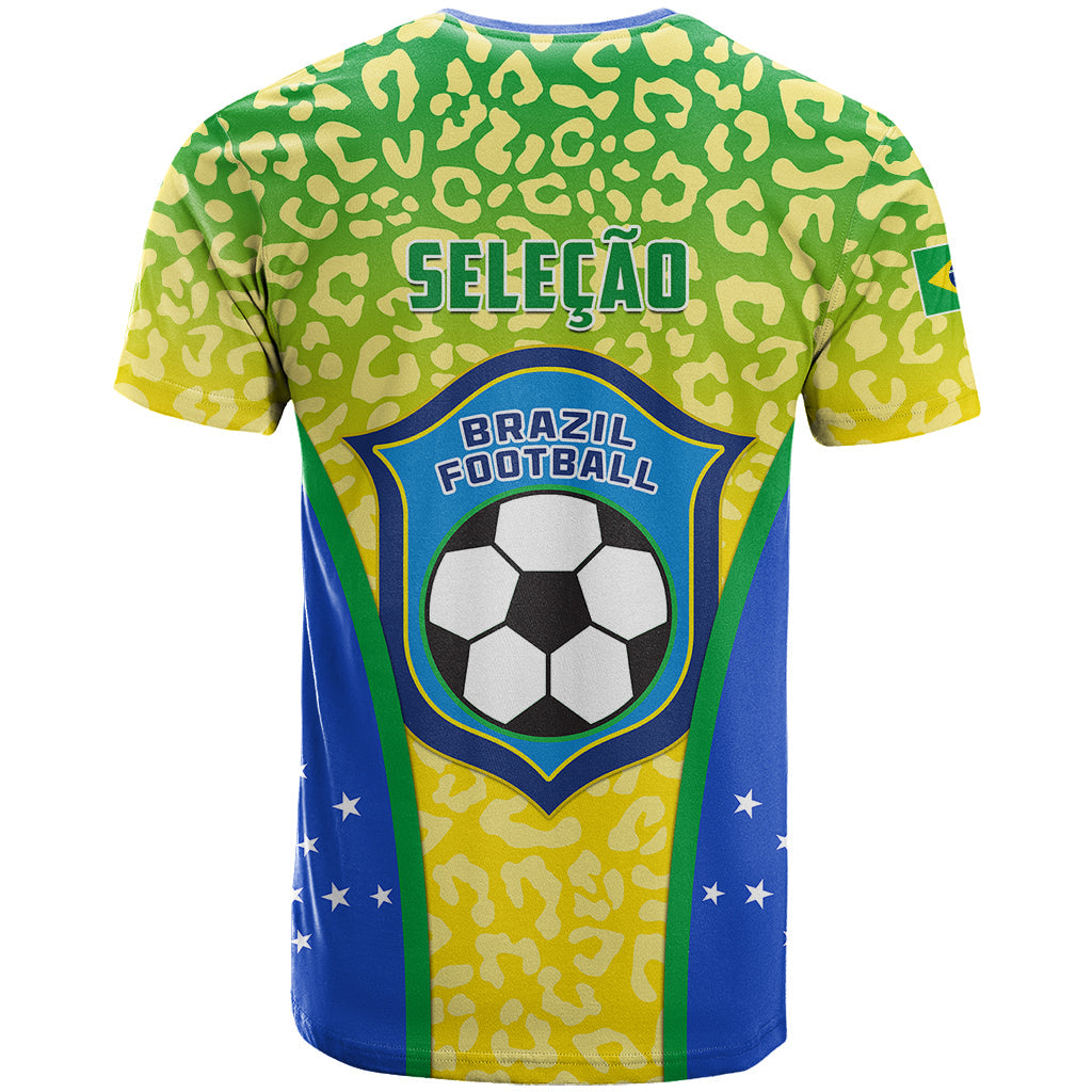 Brazil Football T Shirt Brasil Leopard Pattern
