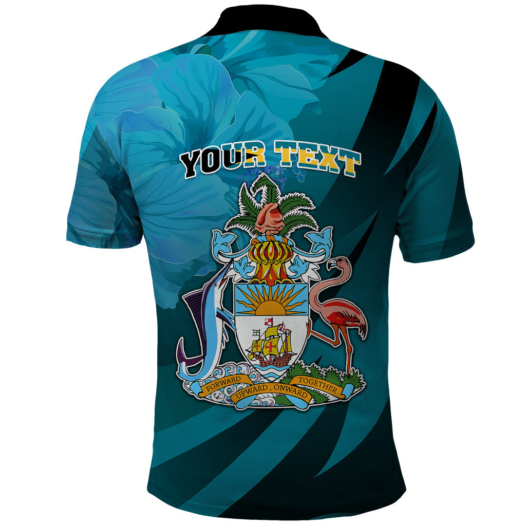 Custom 10 July The Bahamas Independence Day Polo Shirt Bahamian Blue Marlin With Hibiscus LT01