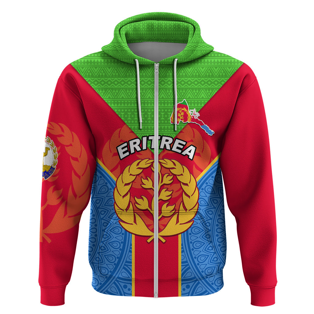 Eritrea Hoodie Eritrean Emblem Flag Mix African Pattern