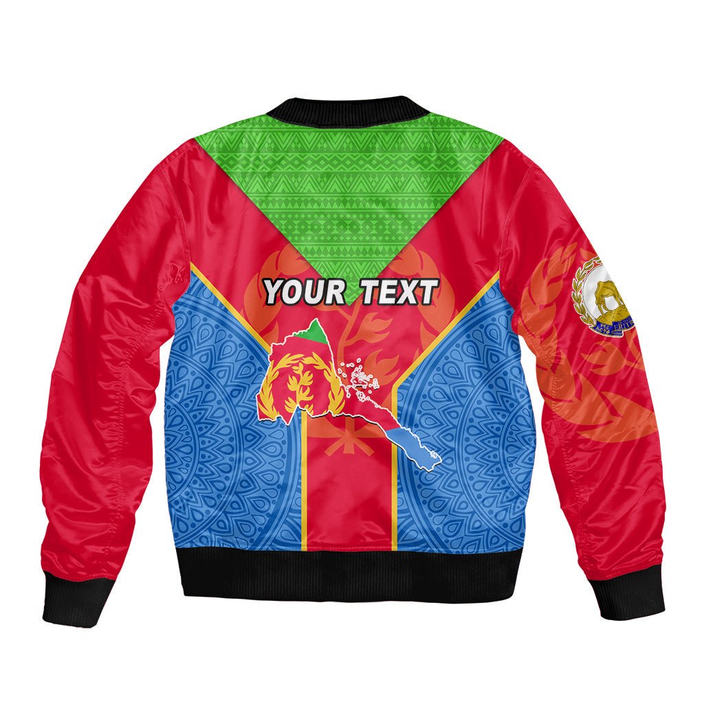 Custom Eritrea Bomber Jacket Eritrean Emblem Flag Mix African Pattern
