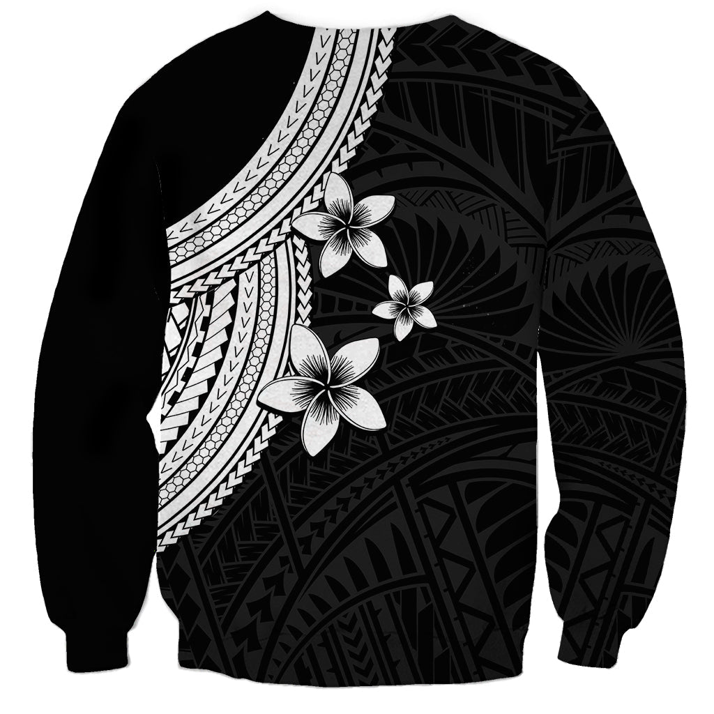 Polynesian Sweatshirt With Plumeria Flower White