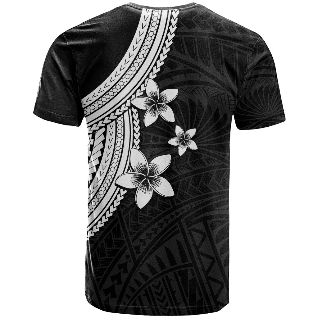 Polynesian T Shirt With Plumeria Flower White