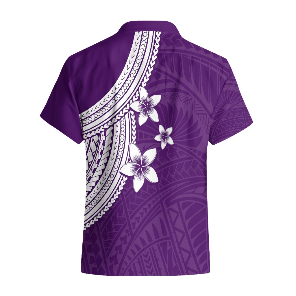 Polynesian Hawaiian Shirt With Plumeria Flower Purple