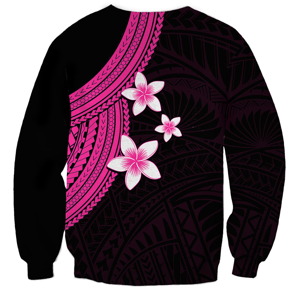 Polynesian Sweatshirt With Plumeria Flower Pink