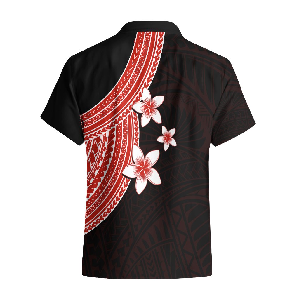Polynesian Hawaiian Shirt With Plumeria Flower Red