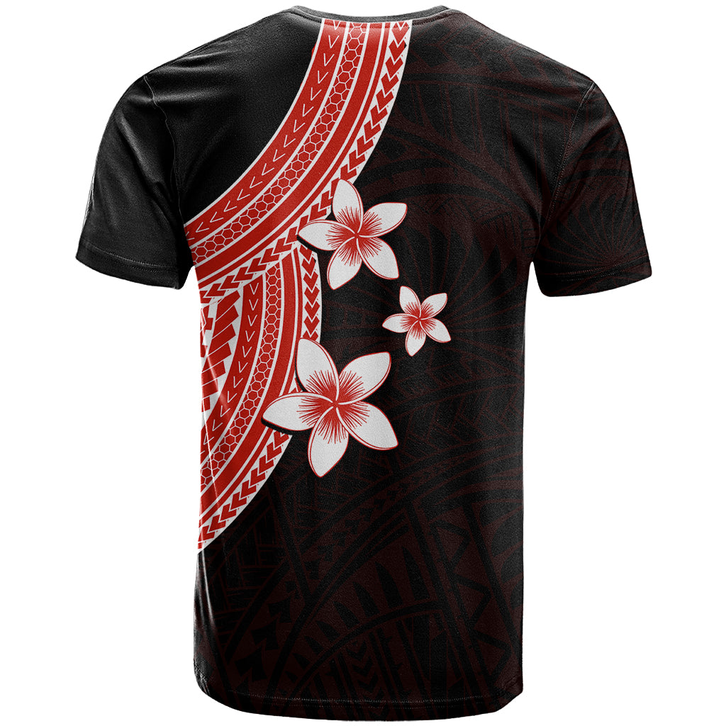 Polynesian T Shirt With Plumeria Flower Red