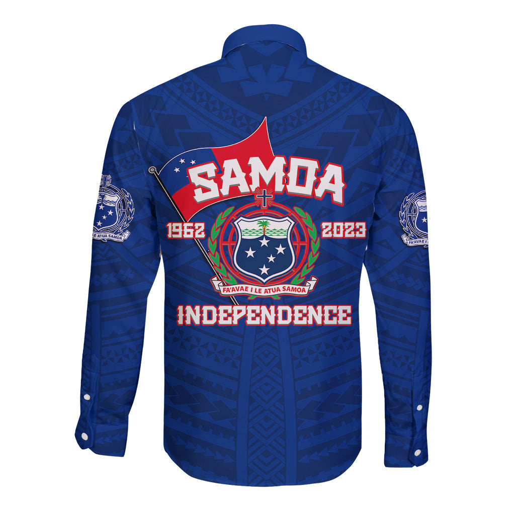 Samoa Independence Long Sleeve Button Shirt 2023 Blue Style