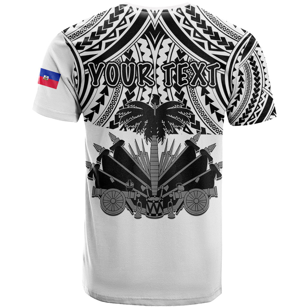 (Custom Personalised) Haiti T Shirt Polynesian Neg Maron White Style