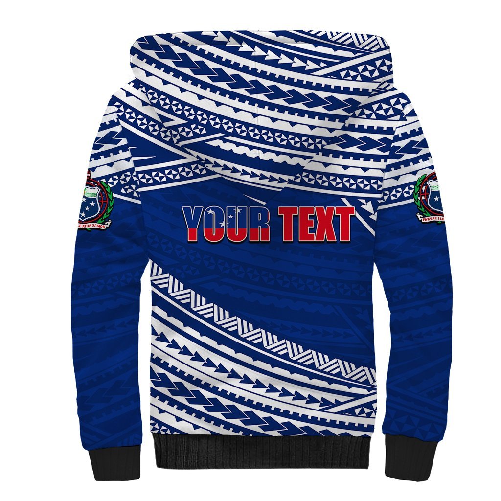 (Custom Personalised) Happy Fathers Day Samoa Sherpa Hoodie I Love You Dad Blue