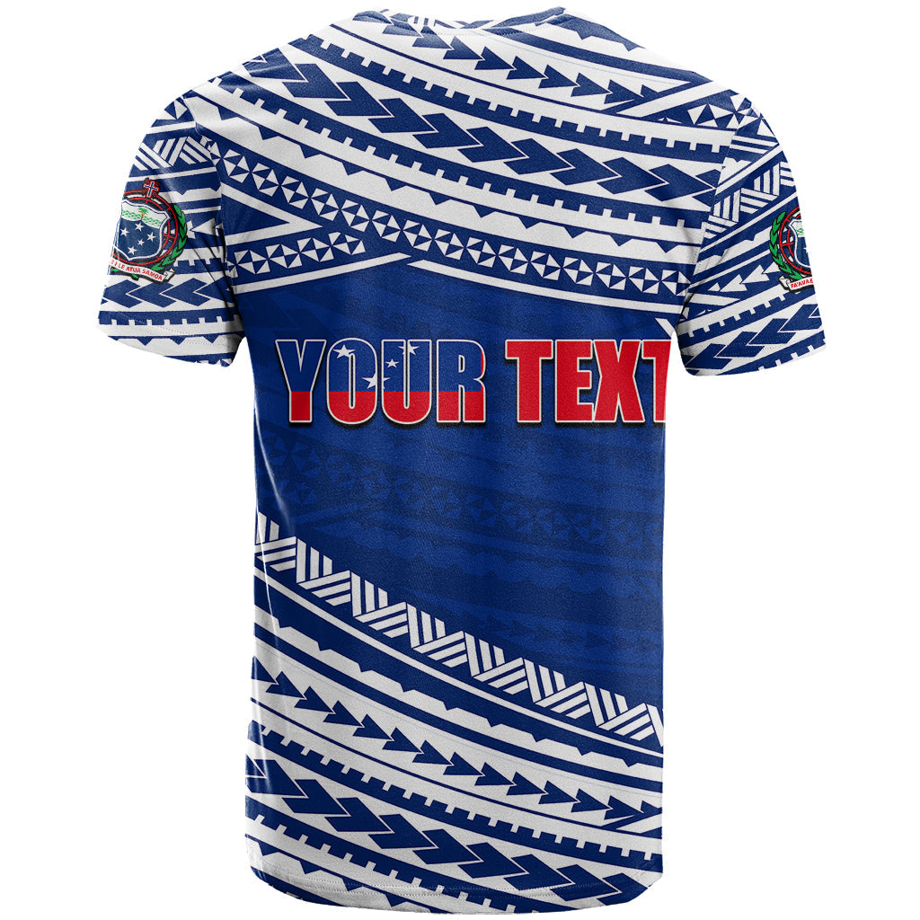 Custom Personalised Happy Fathers Day Samoa T Shirt I Love You Dad Blue