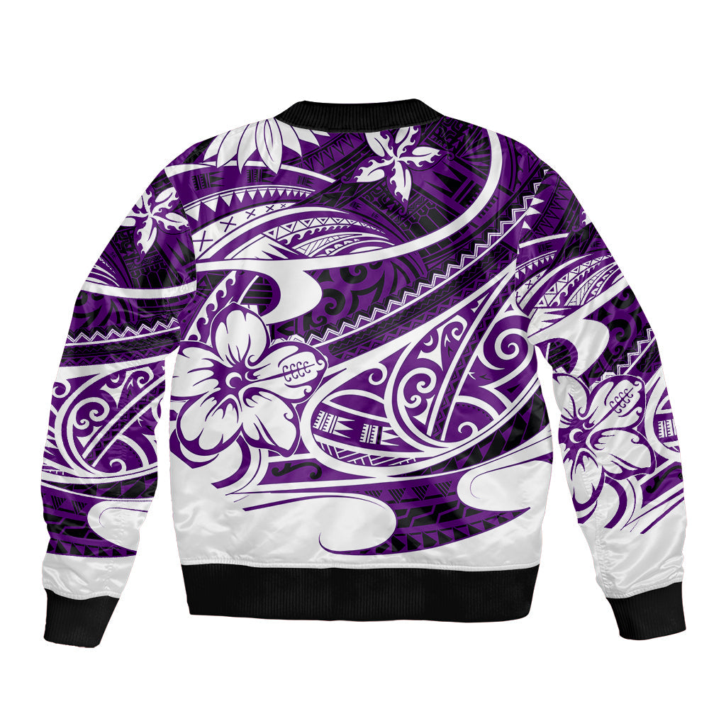 Polynesian Tribal Bomber Jacket Purple