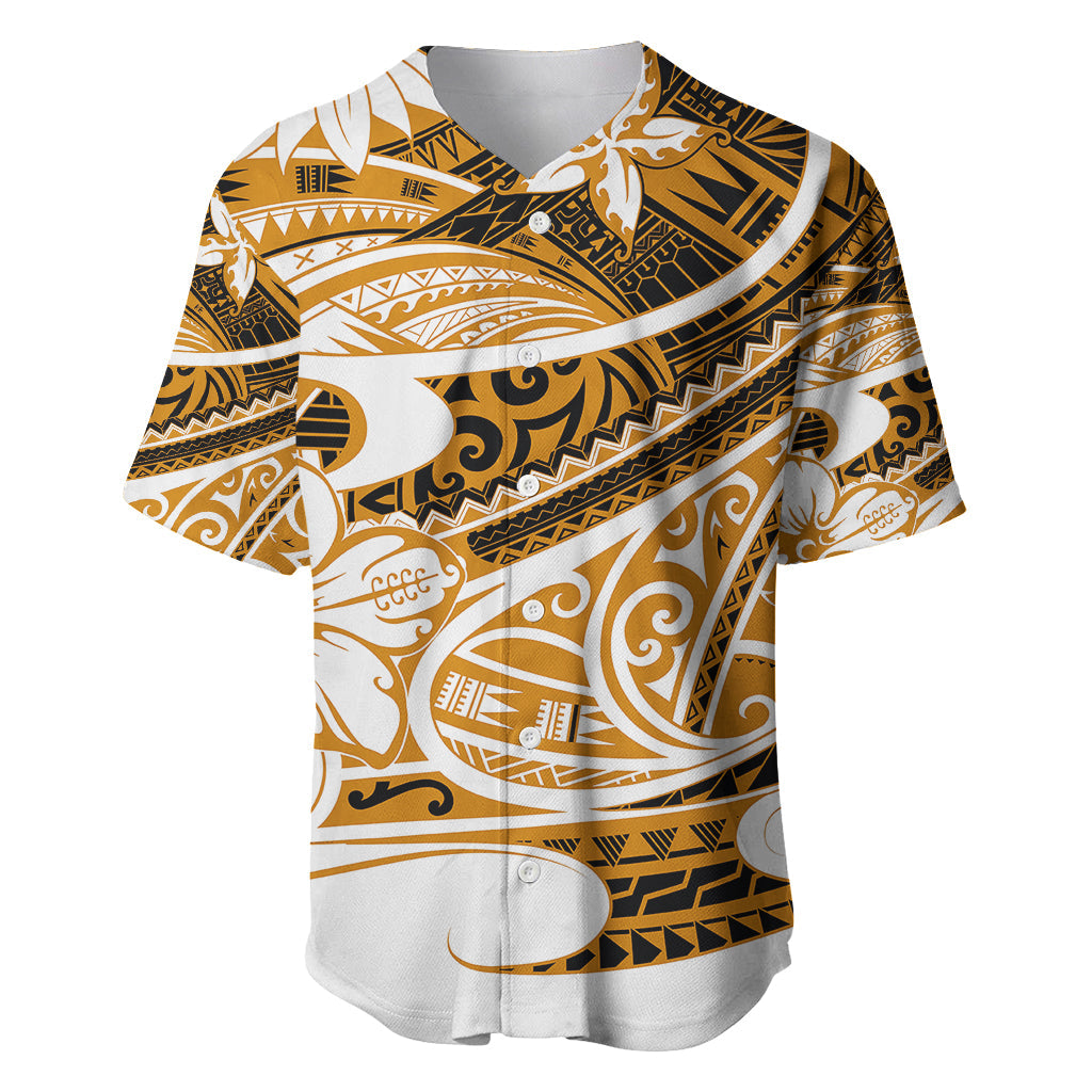 Polynesian Tribal Baseball Jersey Gold