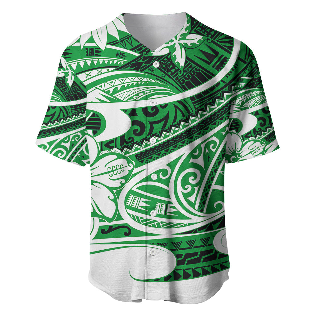 Polynesian Tribal Baseball Jersey Green