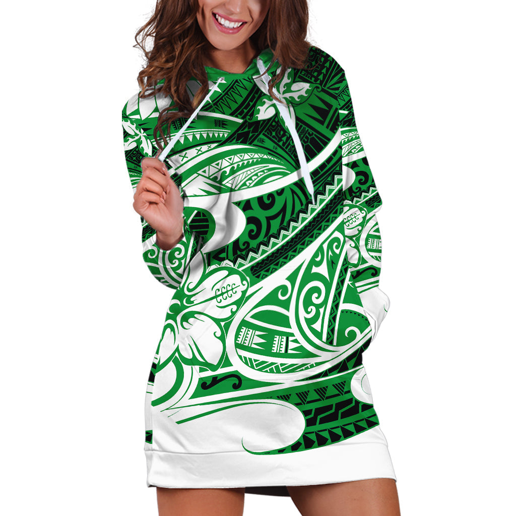 Polynesian Tribal Hoodie Dress Green