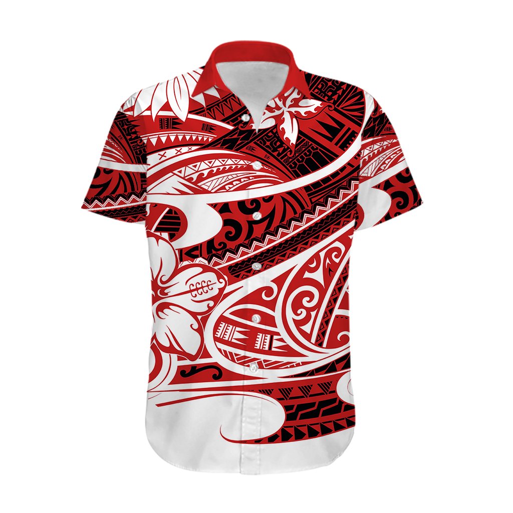 Polynesian Tribal Hawaiian Shirt Red