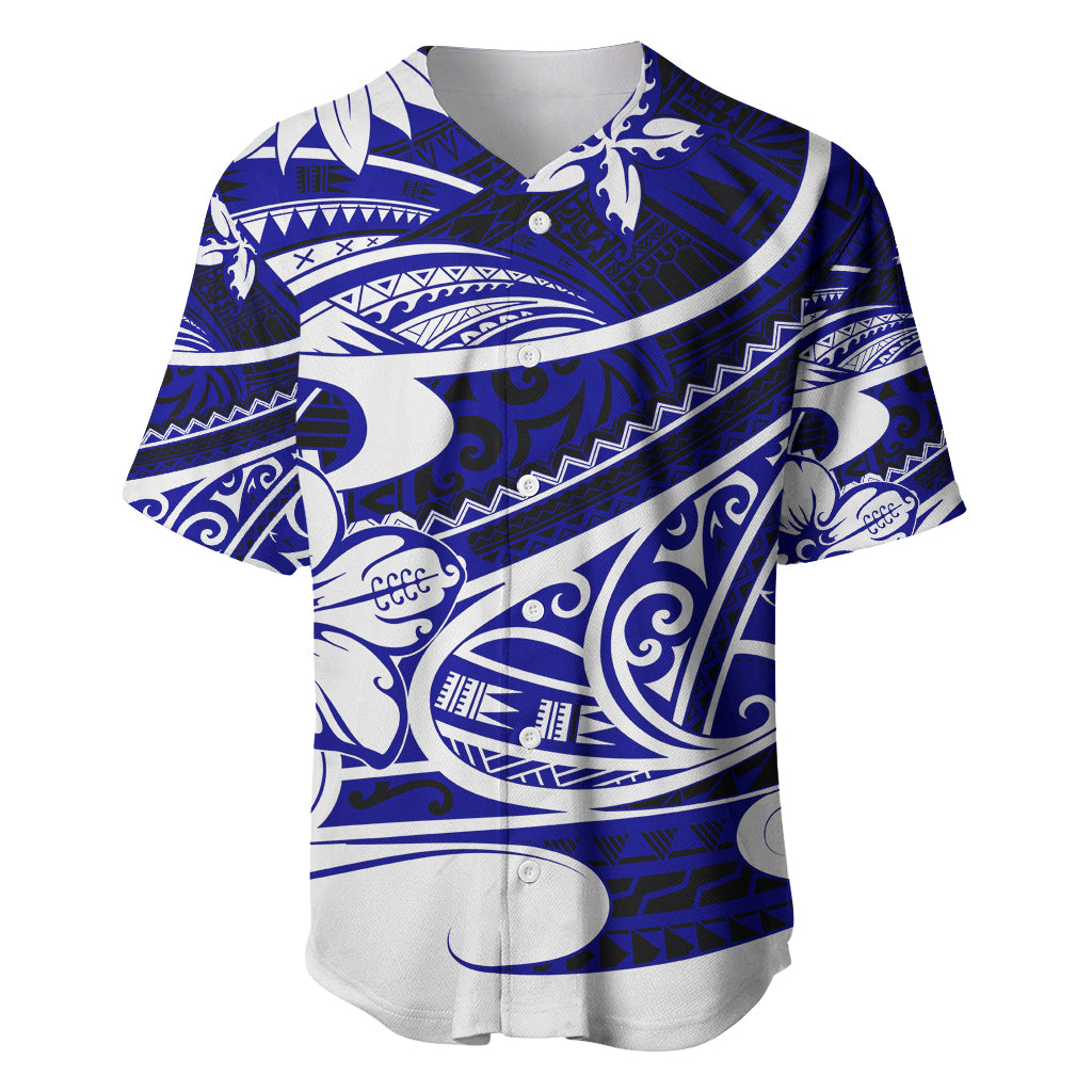Polynesian Tribal Baseball Jersey Blue