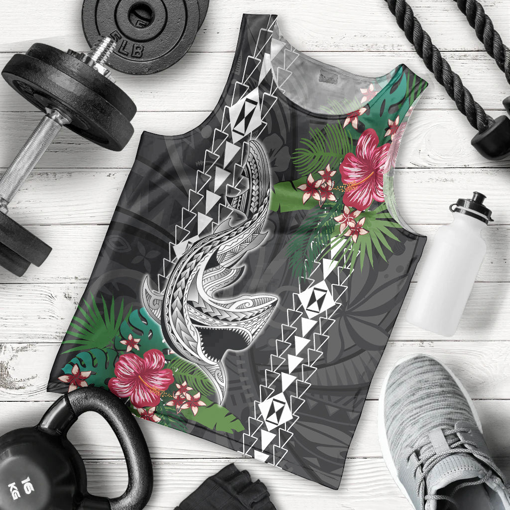 Hawaii Kakau Men Tank Top Mix Sharks Polynesian Hibiscus