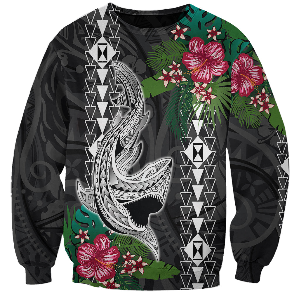 Hawaii Kakau Sweatshirt Mix Sharks Polynesian Hibiscus