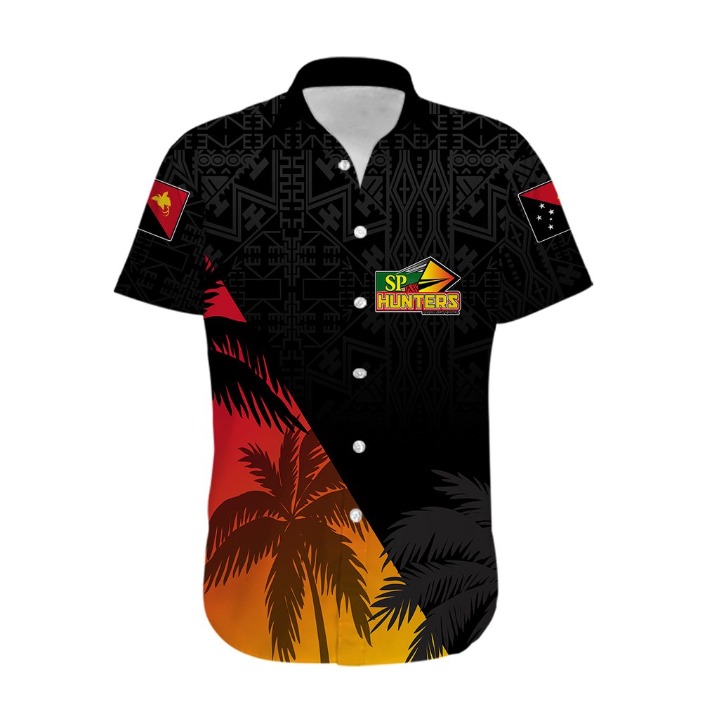 Personalised PNG Hunters Rugby Hawaiian Shirt Palm Trees Simple