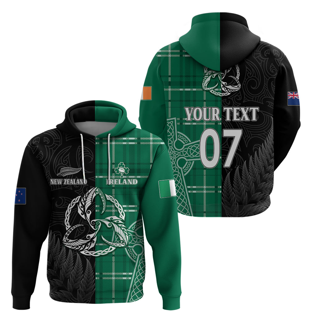 Personalised New Zealand Mix Ireland Rugby Hoodie Celtic Knot Mix Silver Ferns