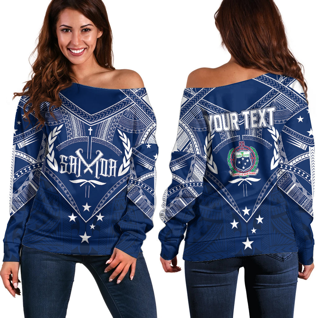 Personalised Samoa Independence Day Off Shoulder Sweater Chest Tattoo Symbolic Style