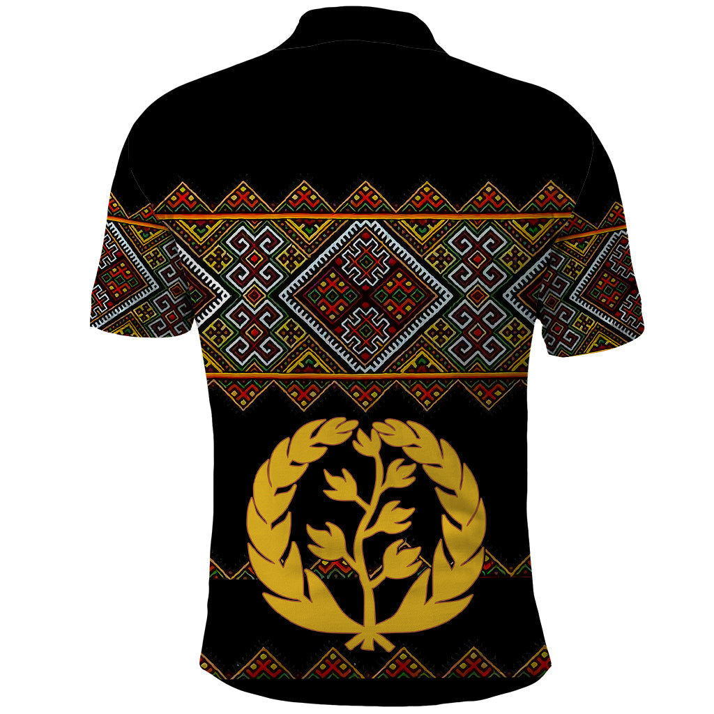 Eritrea Polo Shirt Tilet Mix Eritrean Cross Black