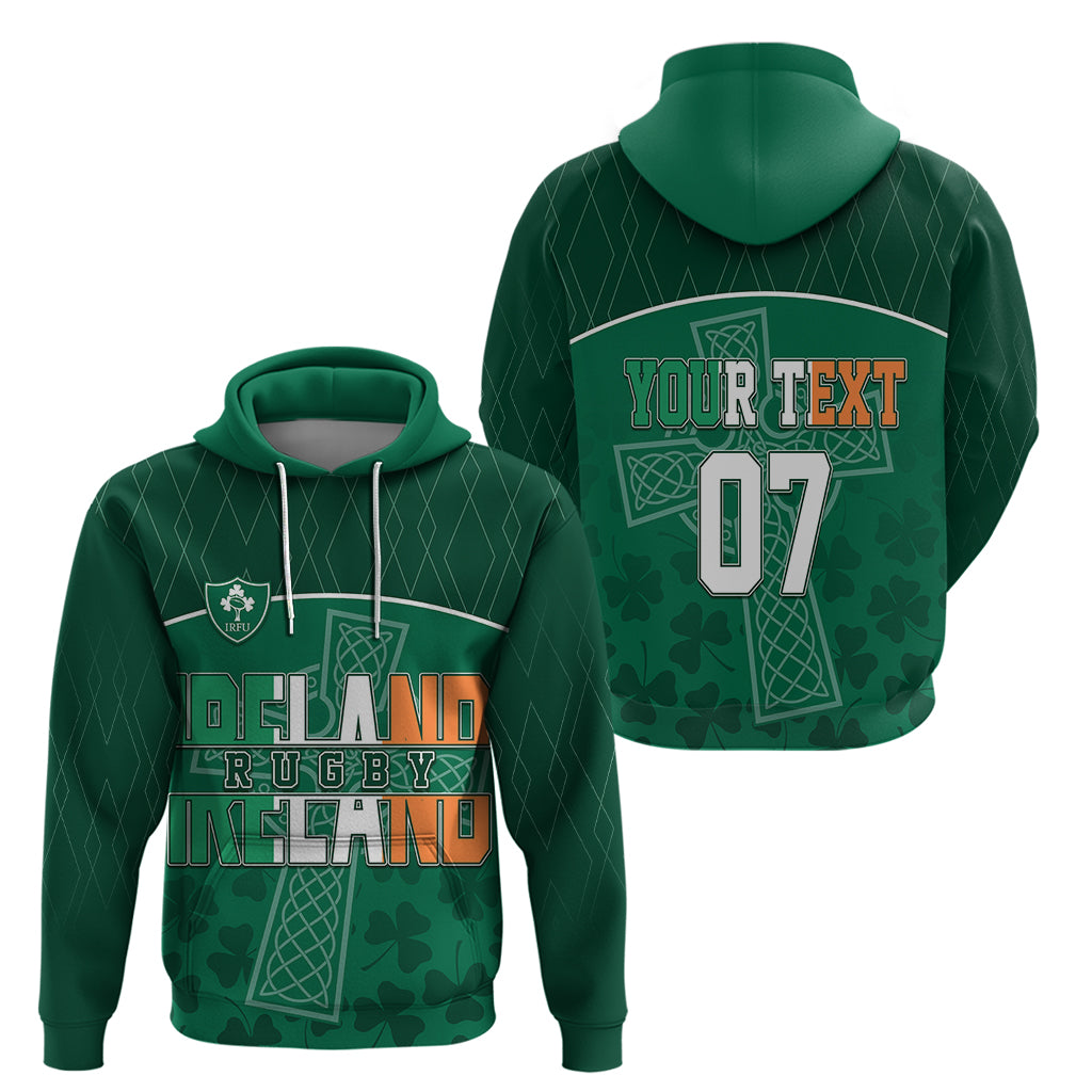 Personalised Ireland Rugby 2023 Hoodie Celtic Cross Mix Shamrocks