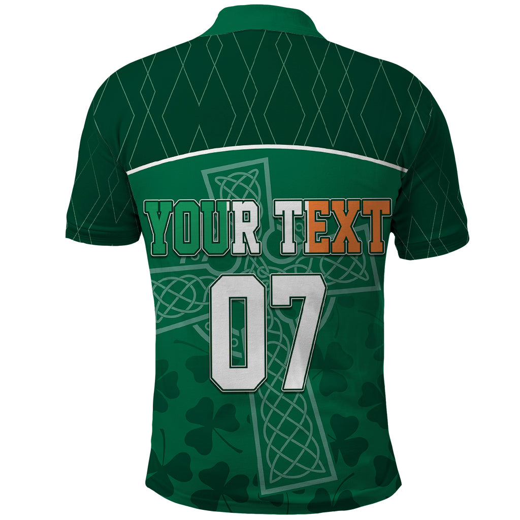 Personalised Ireland Rugby 2023 Polo Shirt Celtic Cross Mix Shamrocks