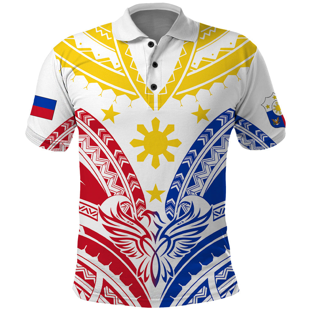 Personalised Philippines Independence Day Polo Shirt Tribal Sun and Stars Ver 02