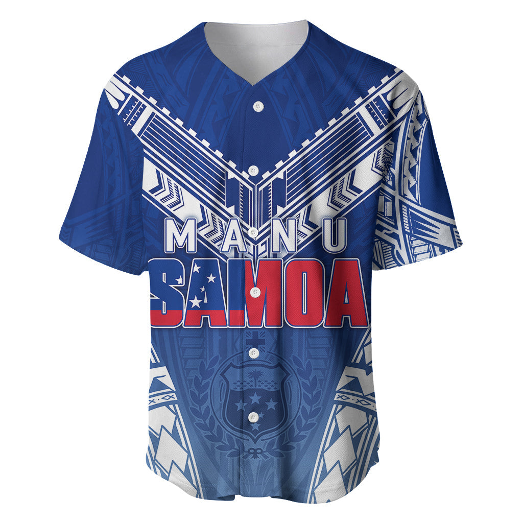 Personalised Samoa Rugby Baseball Jersey Manu Samoa Gradient Blue
